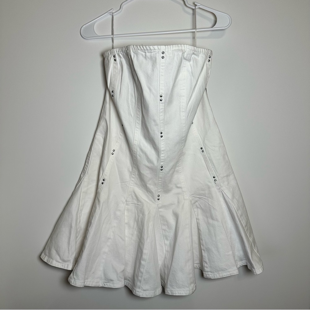Wild Fable Denim Pleated Mini A‎ Line Dress White NWT Size: L White